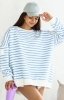 Oversizowa bluza damska w paski niebieski jasny Flowy